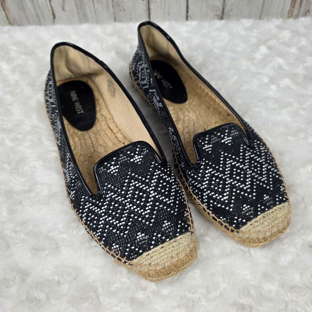 Nine West Beachinit Espadrille Flats Black Size 9.5